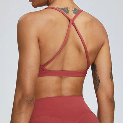 RED CROSS BACK SCRUNCH SPORTS BRA