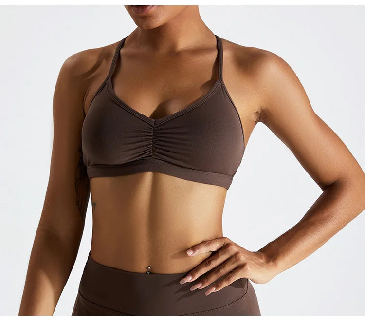 DEEP CURRY CROSS BACK SCRUNCH SPORTS BRA